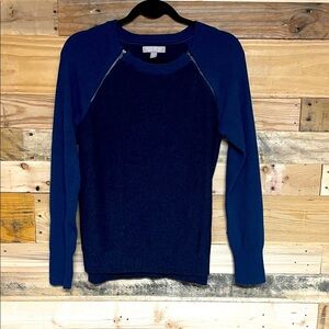 Banana Republic size S Crewneck Navy & Blue Soft & Stretch Zipper Detail Sweater